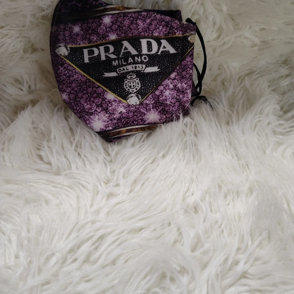 Handmade Purple and Black Fabric Face Mask NWOT